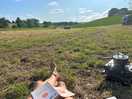 Morning coffee in the field next to the pitch/site