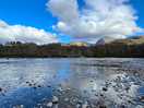 The view from the pebble beach behind the camping field, overlooking ben nevis