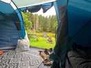 Looking out of tent