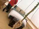 Inside bell tent