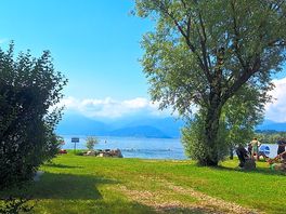 View from our pitch, avoiding the scruffy caravans.