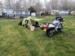 Me on site solo motorcycle camping