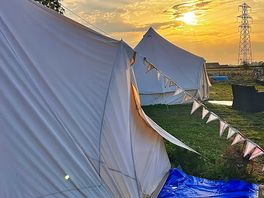 Bell tent area in the sunrise
