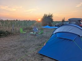 Tent at sunset.