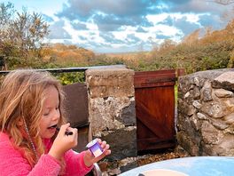 Sitting having breakfast outside the 1 bed barn. end of october too!