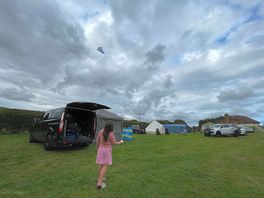 A shot of some of the bottom field pitches, onetec of space for play and kite flying