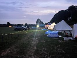 Bell tent area at night
