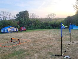Space available outside our tent for the kids to play games.