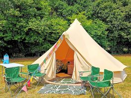 Full set up of outside of the bell tent
