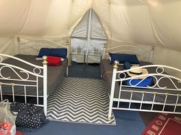 Inside tent
