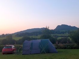 Our car, tent and view