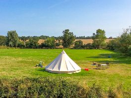 Aerial view of the bell tents