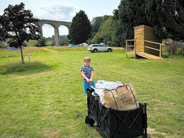 Wagons provided by the campsite to help get our stuff from the car park to the pitch