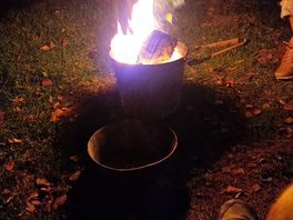Fire pit by tent