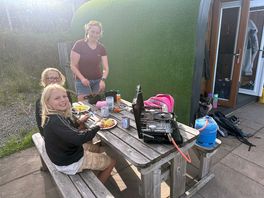 Picnic table by the pod