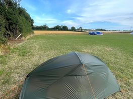 Pitched tent at site