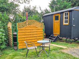Shepherd's hut with wood-fired hot tub