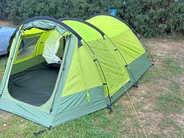 Tent set up on pitch