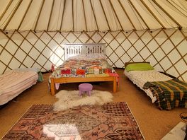 Inside our yurt
