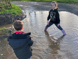 Grandchildren loving tge wet cold soggy rain but fresh air awesome