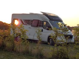 Sunset behind the van