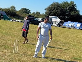 Playing cricket with kids