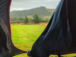 View from the tent on a rather rainy day!