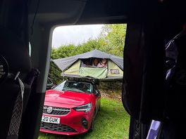 My view of my friends tent box in the morning