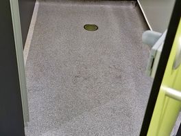 Dirty and muddy shower area, need shoes