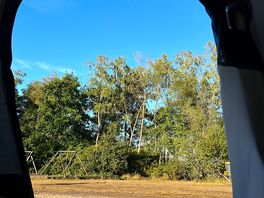 The lovely sunny morning view from our tent