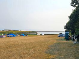 Looking over to chesil beach from near the top end of the site