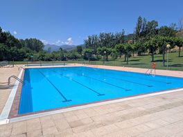 Pool with mountain in background