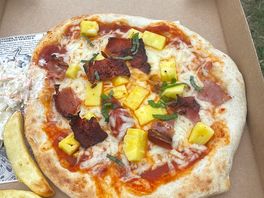 Pizza delivered to the tent