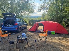 Big pitches that fit car and tent easily.