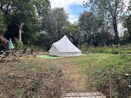 View from bridge to mini island with Reishi bell tent
