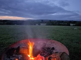 Relaxing by the fire pit in the evening