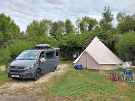 Bell tent pitched