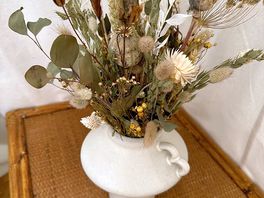 Flowers at bedside in tipi