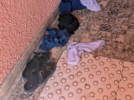 Abonded clothes by the toilets were there when we arrived and when we left.