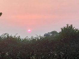 Sun set over camp site