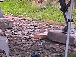 Breeze blocks under caravan legs due to uneven ground