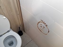 Fäkalien an der wand, min. 3tage alt, vom ersten bis zum letzten tag vorhanden...