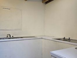 Washing up sinks with hot water