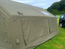 Side view of tent