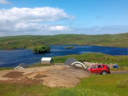 View of fairhead glamping pods