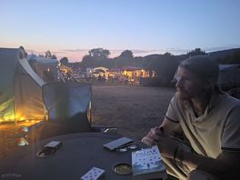 Our tent and a view of the pub/restaurant behind