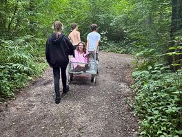 The trip through the woods with the tent