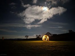 Nighttime view from the campfire area.