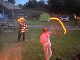 Boys playing at night