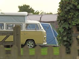 View through the gate to the electric pitches